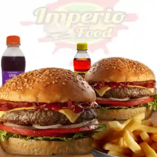 Combo doble burger tocineta y gaseosa