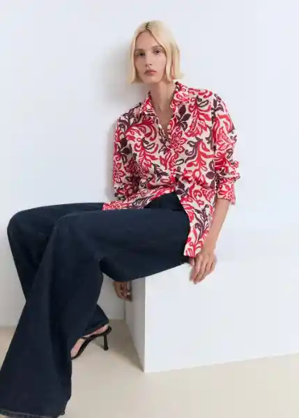 Camisa Julia Off White Talla M Mujer Mango