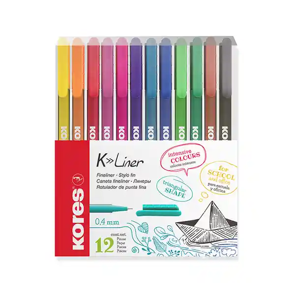 Kores Rotulador K-Liner 12 Colores