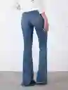 Jean Flare Con Bota Desflecada Azul Índigo Medio Talla 6 Mujer Naf Naf