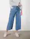 Jean Amplio Con Bota Ancha Índigo Azul Medio Talla 4 Mujer Naf Naf