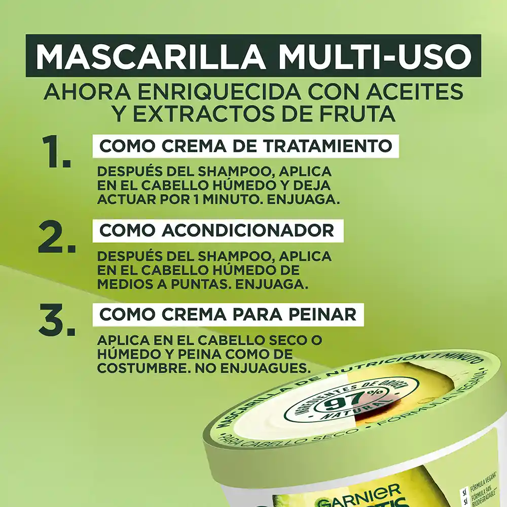 Tratamiento Capilar Hair Foof Garnier Aguacate Nutrición 350 mL
