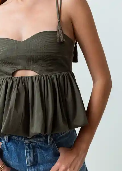 Camisa Cacao Mujer Verde Aceituna Oscuro Talla M 412G396 Naf Naf