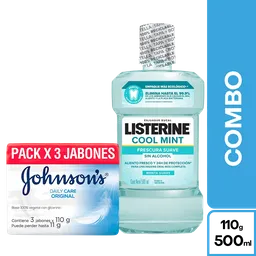 Combo Johnsons Jabón 3 Und + Listerine Coolmint Zero