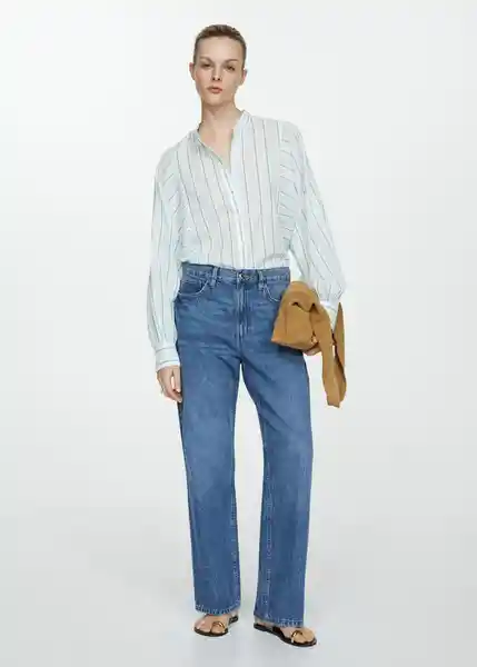 Camisa Bamboo Azul Talla M Mujer Mango