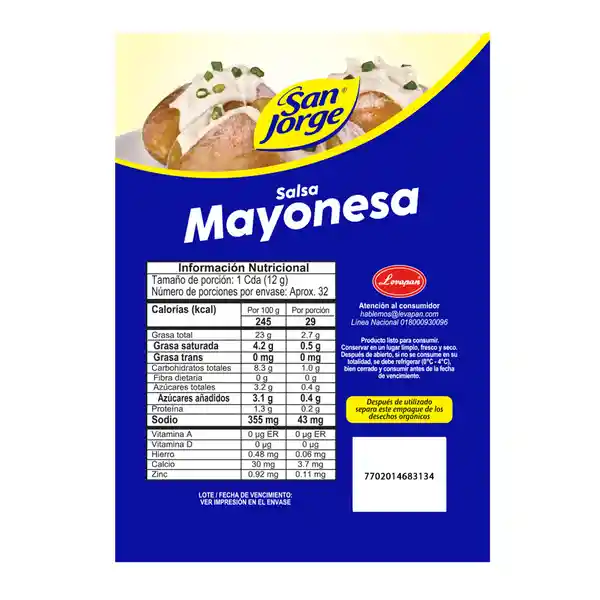 Salsa Mayonesa San Jorge Doypack x 380gr