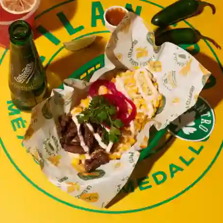 Maicitos de carne asada de res.