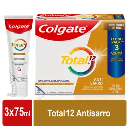 Crema Dental Colgate Total 12 Anti Sarro 75ml x3
