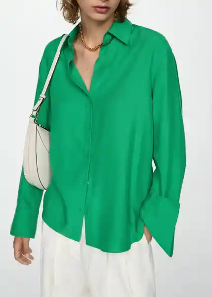 Camisa Lima Verde Talla L Mujer Mango