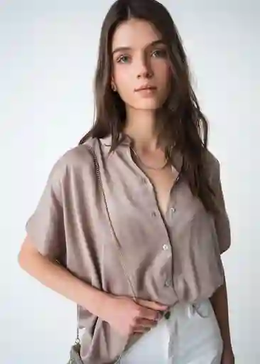 Camisa Yerai Mujer Café Merengue Medio Talla L 513G393 Naf Naf