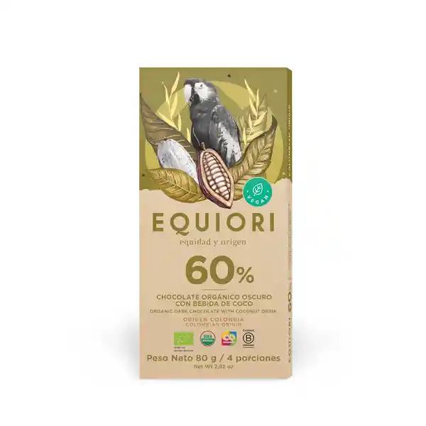 Equiori Chocolate Orgánico Oscuro 60%