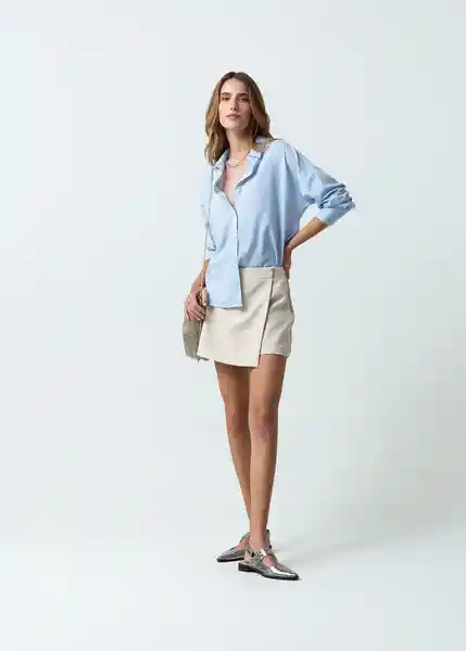 Short Romina Mujer Crudo Beige Claro Talla 12 551G331 Naf Naf