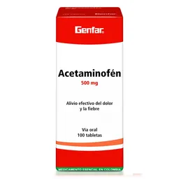 Acetaminofen 500Mg X 10 Tabletas