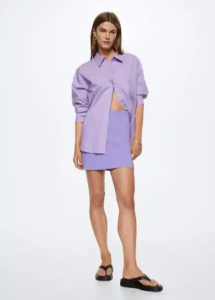 Camisa Regu Malva Talla M Mujer Mango