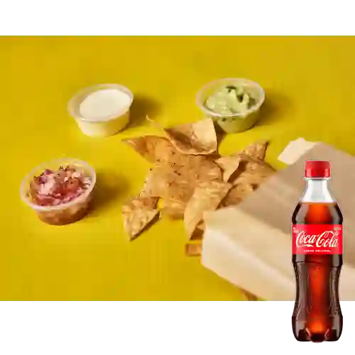 Combo Totopos c/ Guacamole +cocacola Orig 400ml