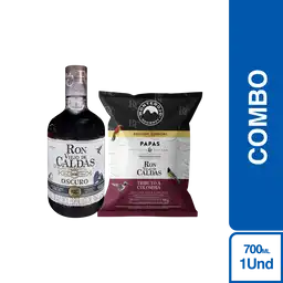 Combo Papas Bbq Ron 100 g +Ron Viejo de Caldas Oscuro 700 mL