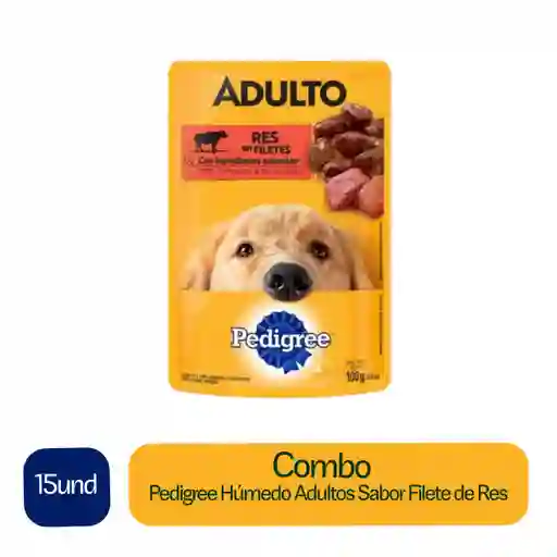 15 x Pedigree Alimento Humedo Adultos Sabor Filete de Res