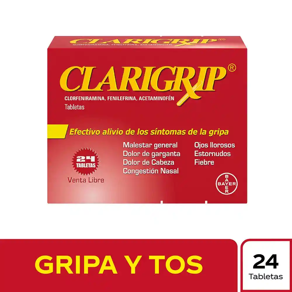 Clarigrip en Tabletas (2 mg /5 mg / 500 mg) 