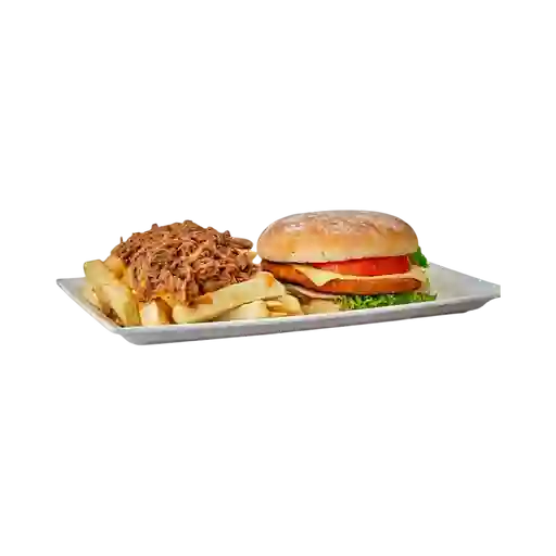 Hamburguesa & Papas y Carne Desmechada