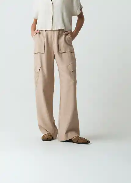 Pantalón Abigail Mujer Beige Polvillo Medio T 10 032G379 Naf Naf
