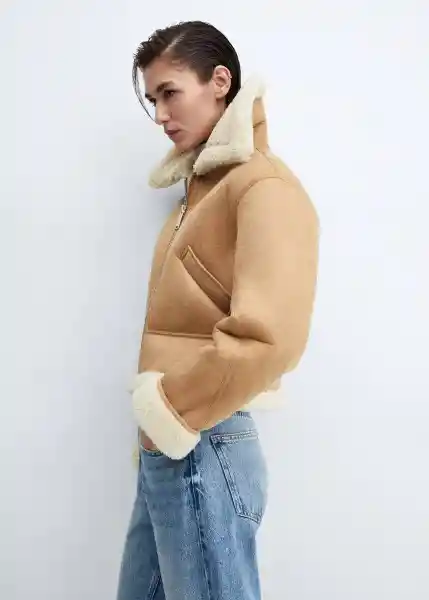 Chaqueta Splash Beige Talla L Mujer Mango