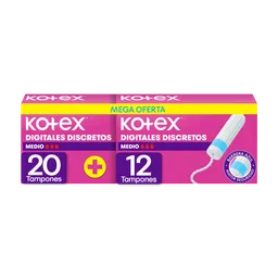 Tampones Digitales Kotex Discretos Medio Mega Oferta 32 Unidades