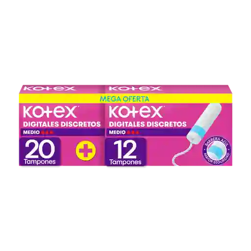 Tampones Digitales Kotex Discretos Medio Mega Oferta 32 Unidades