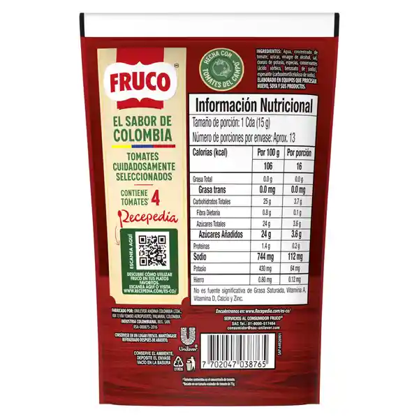 Salsa de Tomate Fruco Doypack 190 g