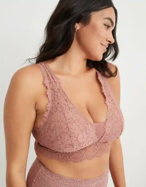 American Eagle Bralette Eyelash Escotado Cereza Talla S