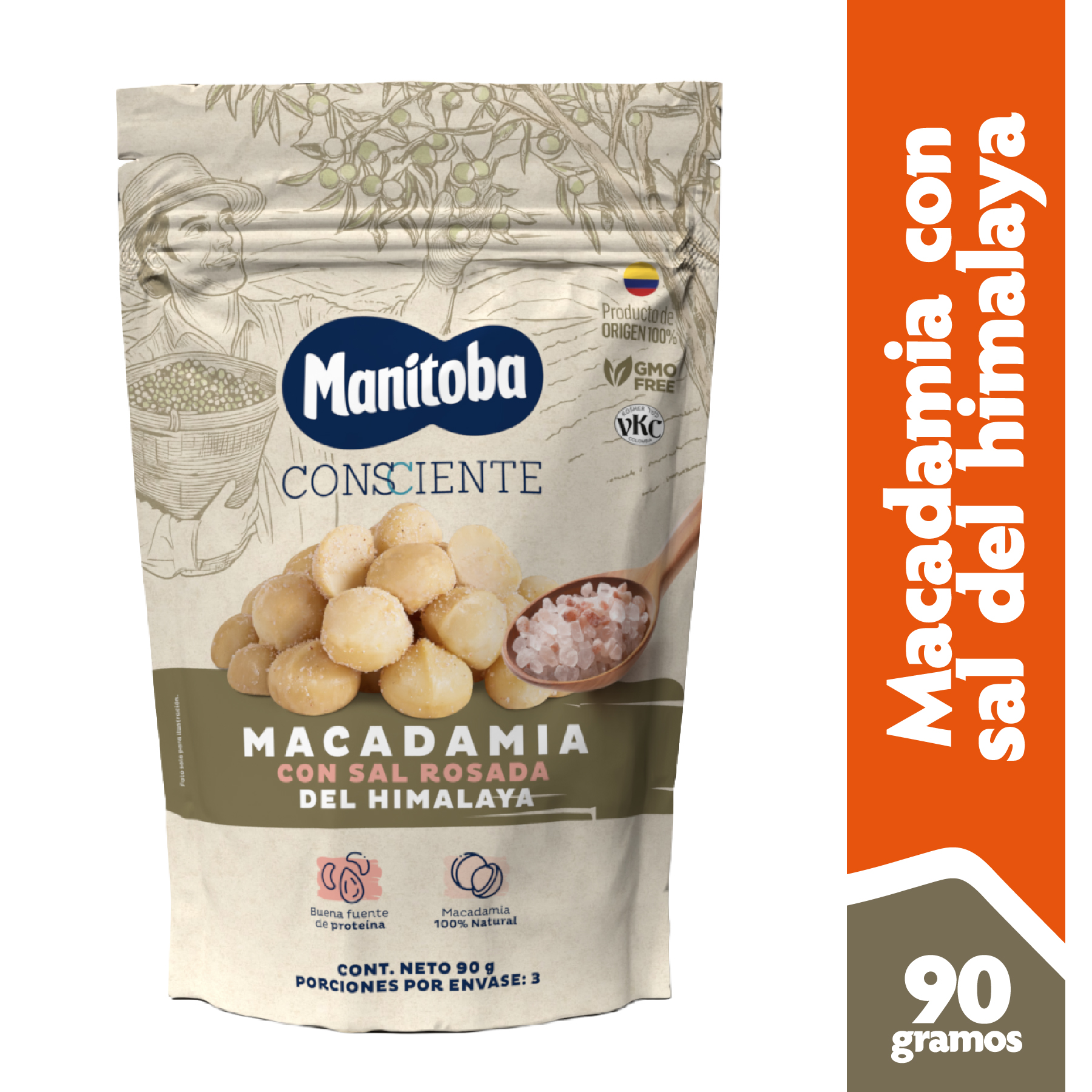 Macadamia Manitoba Con Sal Rosada Del Himalaya (90 Gr)