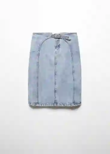 Falda Midi Azul Talla S Mujer Mango