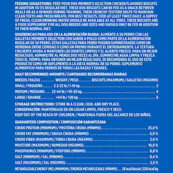 Member´s Selection Galleta Para Perro Sabor Pollo 10 Lb