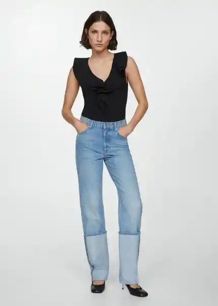Top Popli Negro Talla Xs Mujer Mango