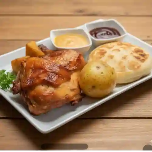 Presa con Papa Cocida y Arepa