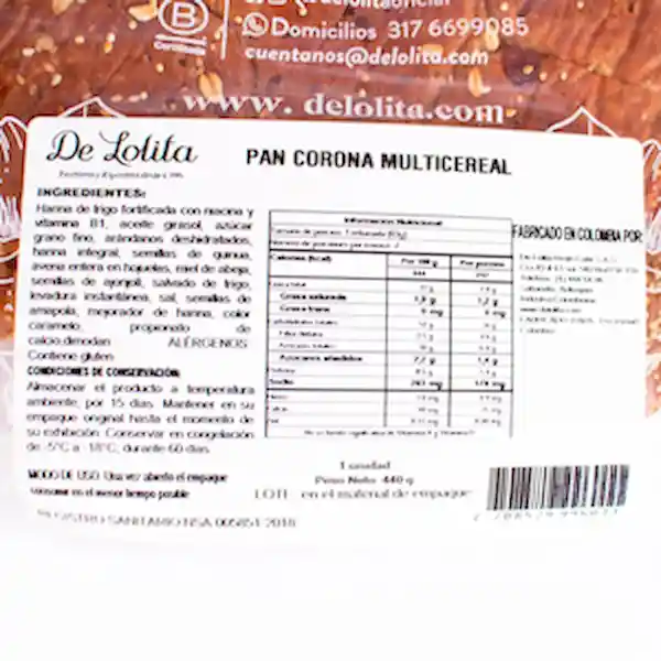 De Lolita Pan Corona Multicereales Artesanal