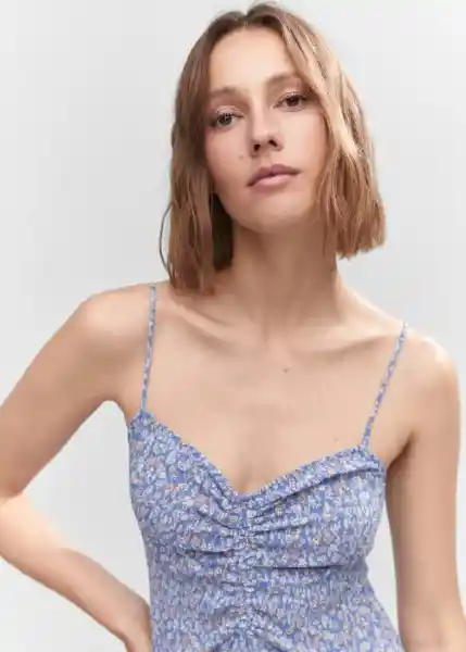 Vestido Pol Azul Talla 18 Mujer Mango