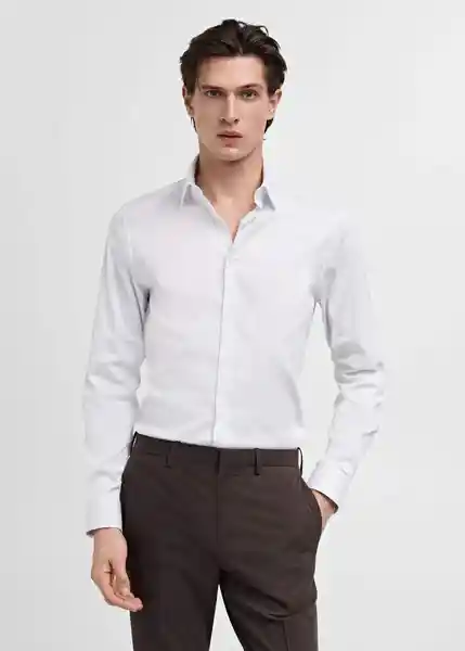 Camisa Emotion Blanco Talla L Hombre Mango