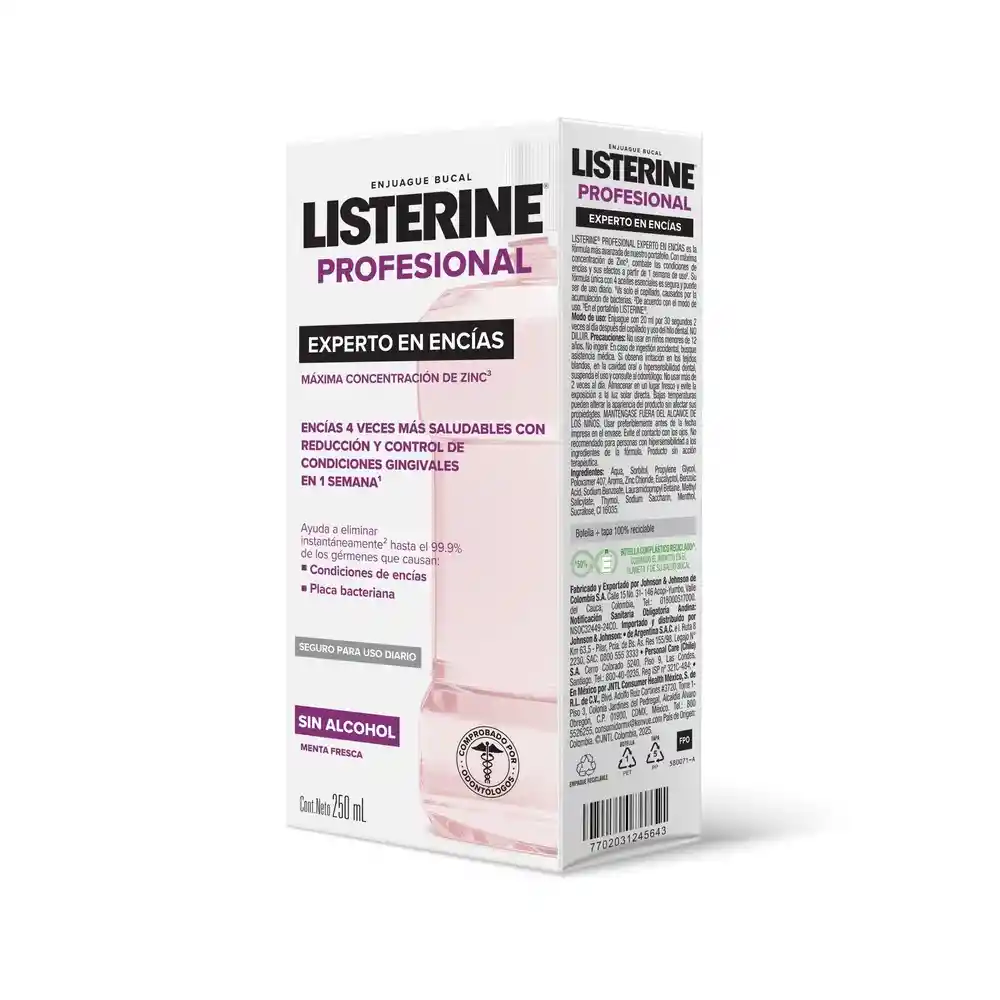 Enjuague Bucal LISTERINE Profesional​​ Experto En Encías 250mL