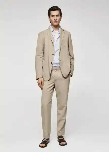 Pantalón Delave Beige Talla 38 Hombre Mango