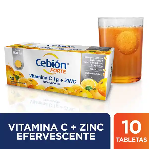 Cebión Forte tabletas Efervescentes de Vitamina C + Zinc con 10 unidades