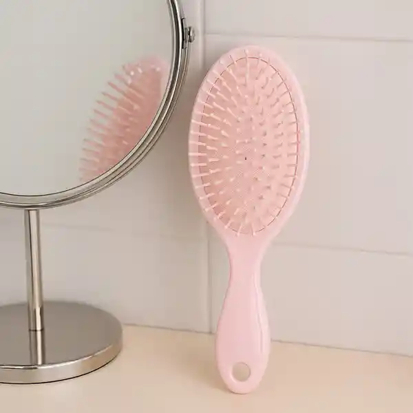 Cepillo Grande Cojín Ovalado Diamantes Shiny Pink Miniso