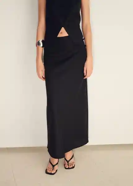 Falda Laguna Negro Talla M Mujer Mango
