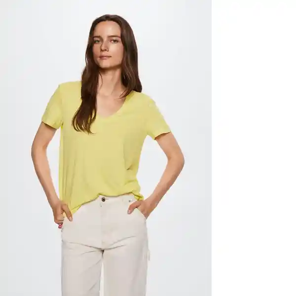 Camiseta Luki Amarillo Pastel Talla M Mujer Mango