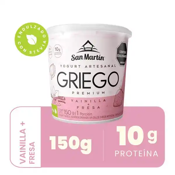 San Martin Yogurt Griego Artesanal Sabor a Vainilla y Fresa