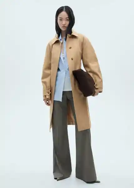 Saco Trench Isabel Camel Talla L Mujer Mango