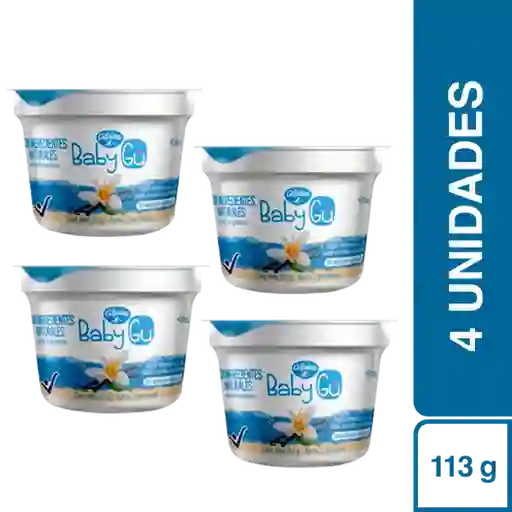 4 x Baby gu Yogurt Entero Sin Dulce Sabor Vainilla