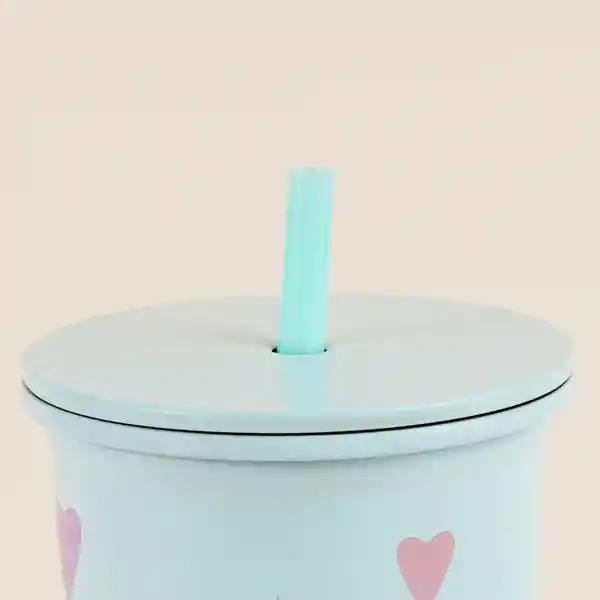 Vaso de Acero Inoxidable Con Pitillo Menta 800 mL Miniso