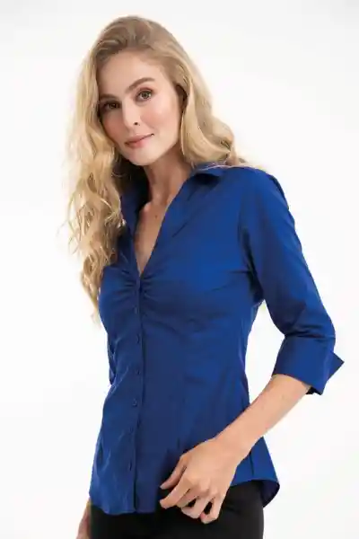 Camisa New Jackie Kennedy Manga 3/4 Color Azul Rey T S Ragged