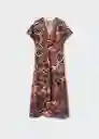 Vestido Rujas2-W Marron Talla L Mujer Mango