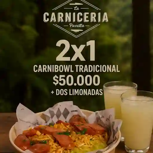 2 X 1 carnibowl + 2 limonadas